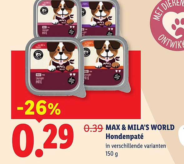 MAX & MILA'S WORLD Hondenpaté in verschillende varianten 150 g
