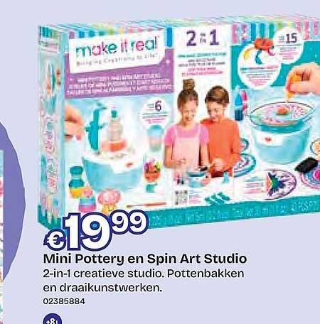 Mini Pottery en Spin Art Studio 2-in-1 creatieve studio. Pottenbakken en draaikunstwerken.