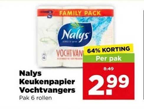 Nalys Keukenpapier Vochtvangers Pak 6 rollen 64% KORTING Per pak