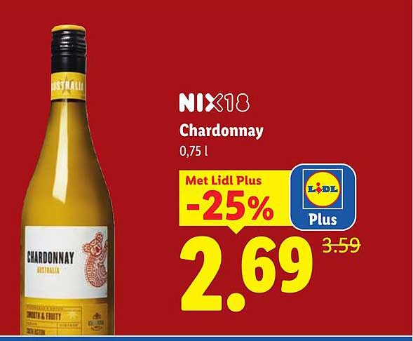 NIX18 Chardonnay 0,75 l Met Lidl Plus -25%