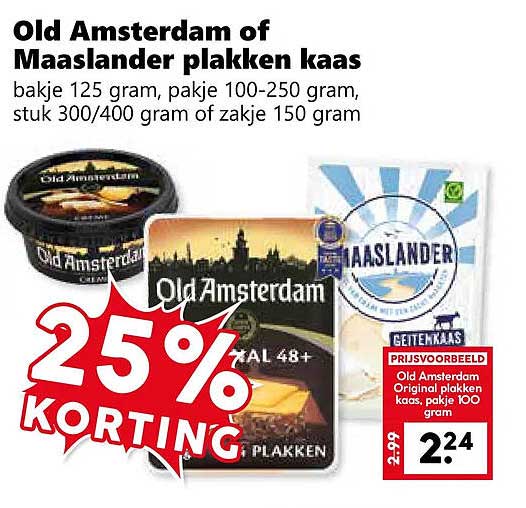 Old Amsterdam of Maaslander plakken kaas 25% korting