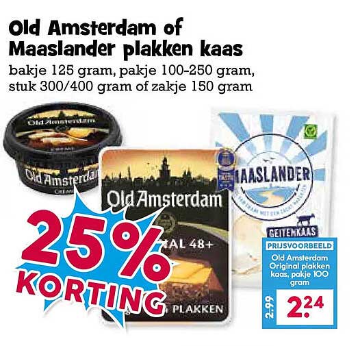 Old Amsterdam of Maaslander plakken kaas 25% korting