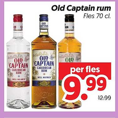 Old Captain rum Fles 70 cl. per fles
