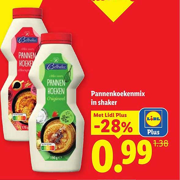 Pannenkoekenmix in shaker Met Lidl Plus -28%