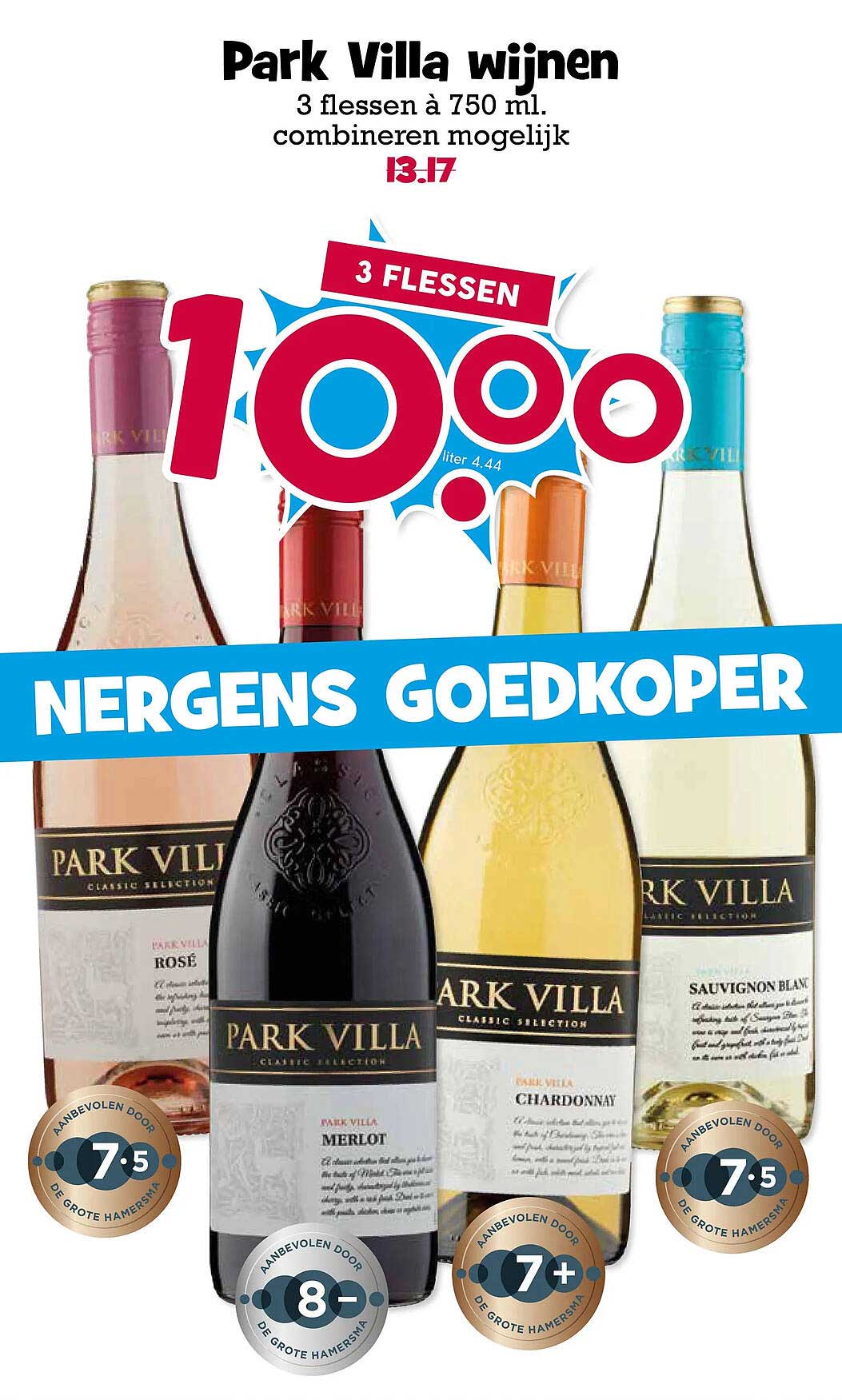 Park Villa wijnen 3 flessen à 750 ml. combineren mogelijk 1.00