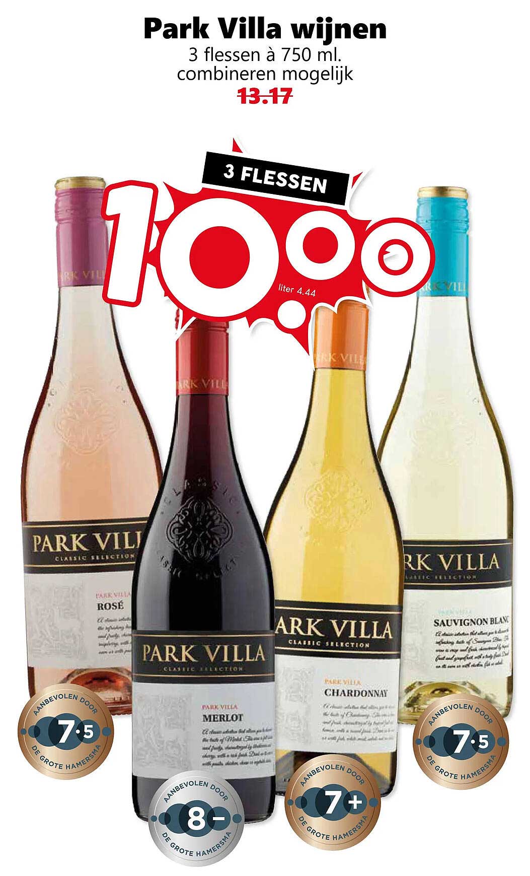 Park Villa wijnen 3 flessen à 750 ml. combineren mogelijk