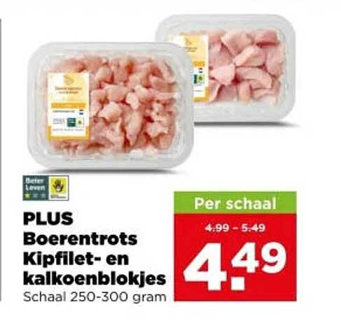 PLUS Boerentrots Kipfilet- en kalkoenblokjes