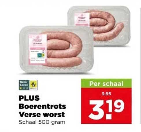 PLUS Boerentrots Verse worst Schaal 500 gram