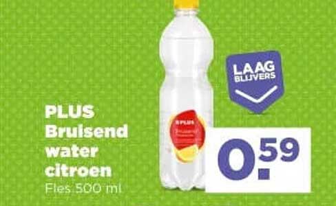 PLUS Bruisend water citroen Fles 500 ml