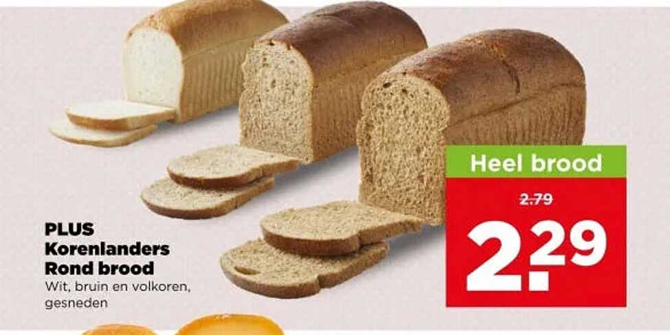 PLUS Korenlanders Rond brood Wit, bruin en volkoren, gesneden Heel brood