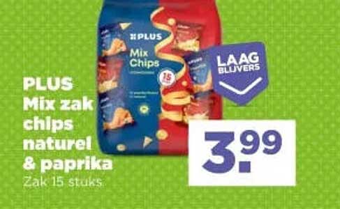PLUS Mix zak chips naturel & paprika