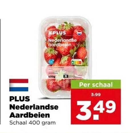 PLUS Nederlandse Aardbeien Schaal 400 gram Per schaal