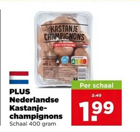 PLUS Nederlandse Kastanje-champignons Schaal 400 gram
