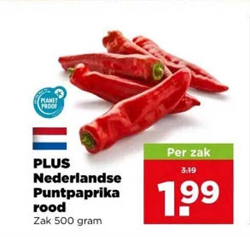 PLUS Nederlandse Puntpaprika rood Zak 500 gram