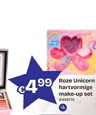 Roze Unicorn hartvormige make-up set