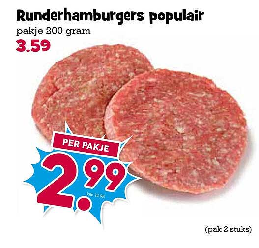 Runderhamburgers populair pakje 200 gram