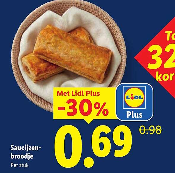 Saucijzenbroodje Per stuk Met Lidl Plus -30%