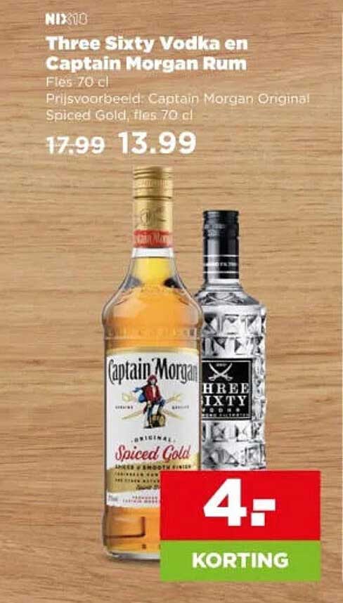 Three Sixty Vodka en Captain Morgan Rum