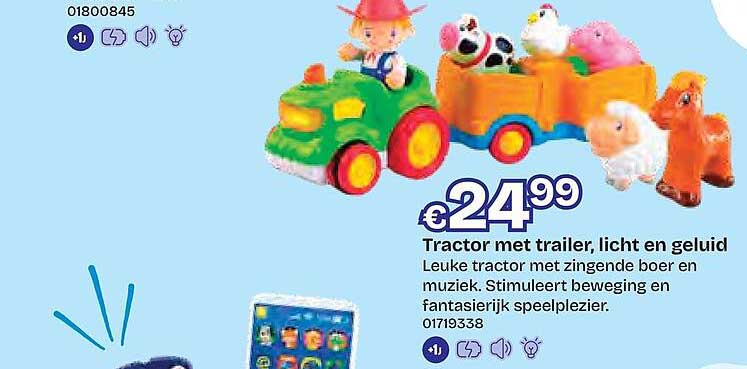 Tractor met trailer, licht en geluid