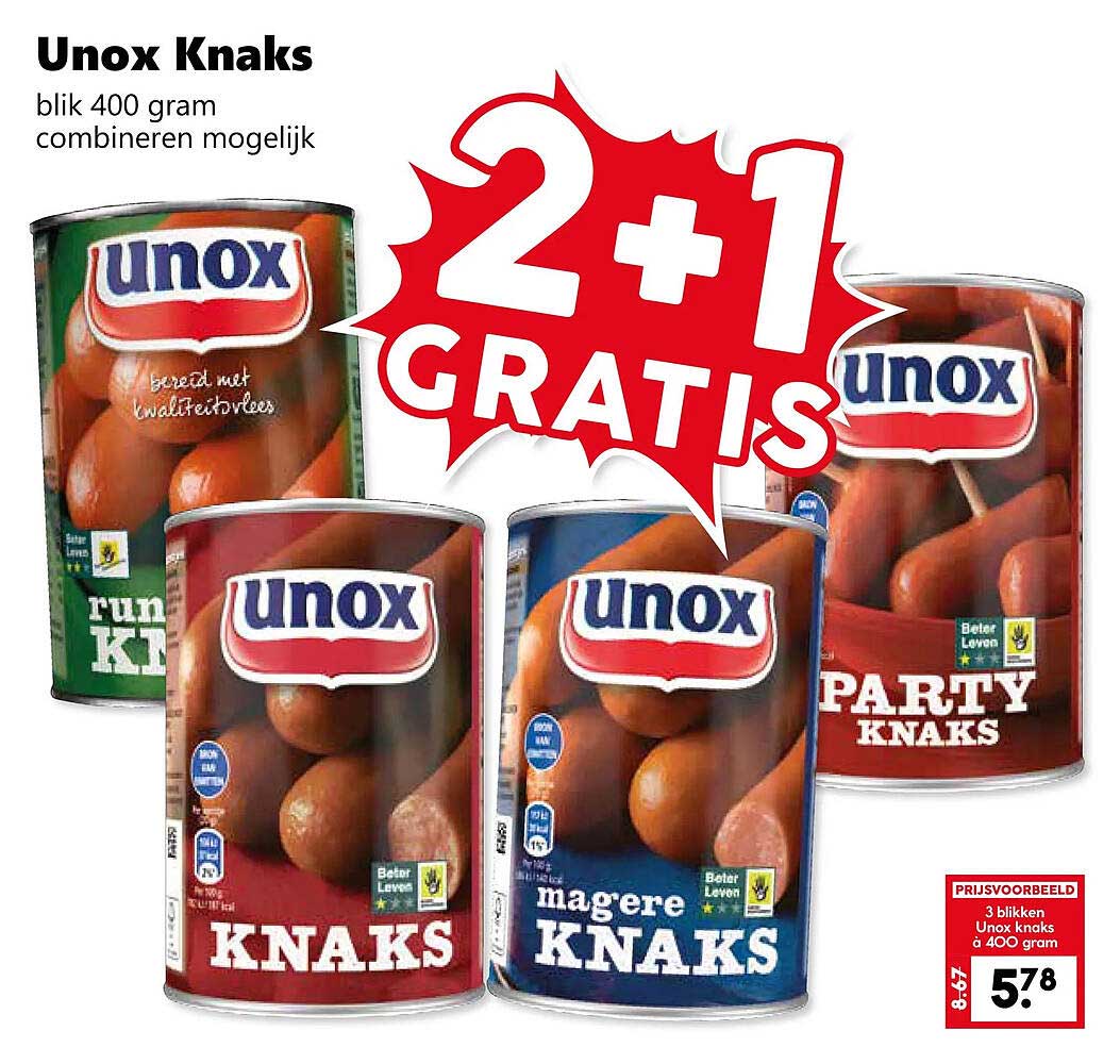 Unox Knaks blik 400 gram combineren mogelijk 2+1 GRATIS