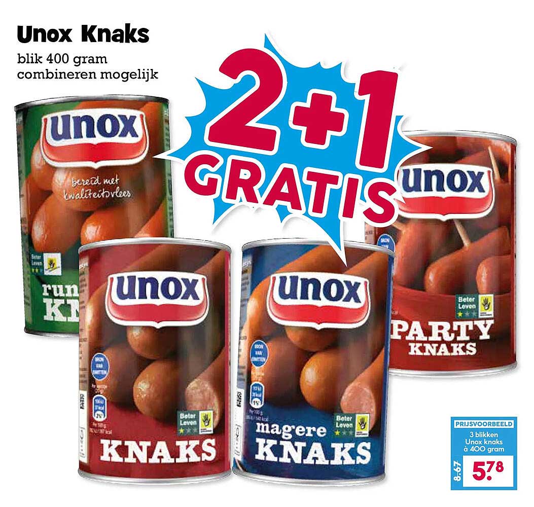 Unox Knaks blik 400 gram combineren mogelijk 2+1 GRATIS