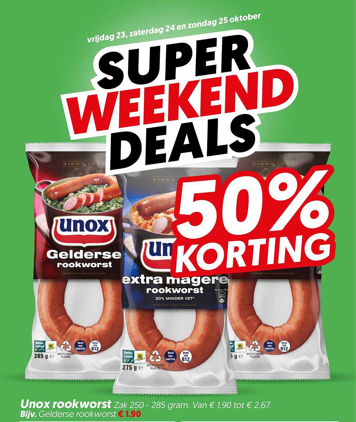 Unox rookworst 50% korting