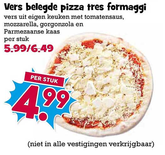 Vers belegde pizza tres formaggi