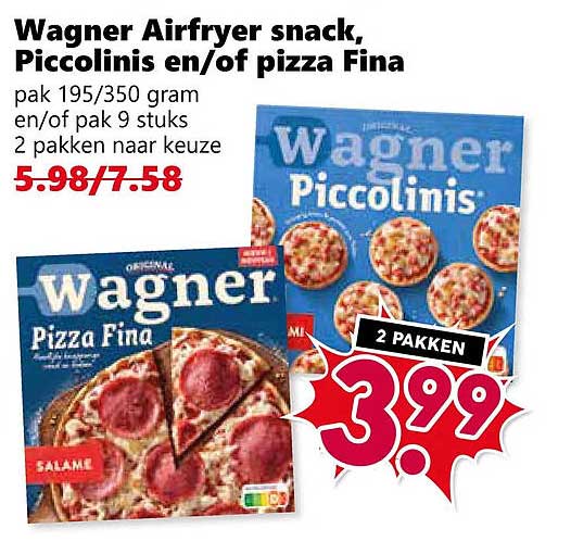 Wagner Airfryer snack, Piccolinis en/of pizza Fina 2 pakken naar keuze