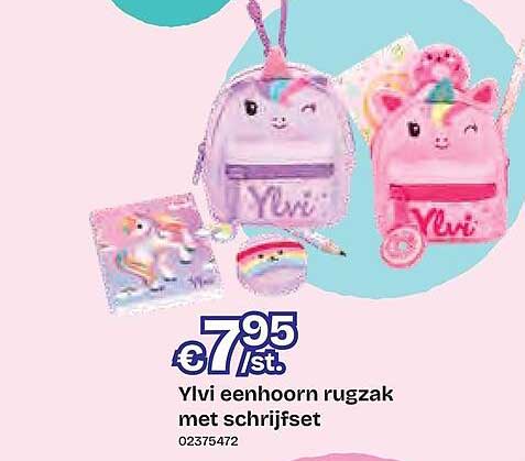 Ylvi eenhoorn rugzak met schrijfset