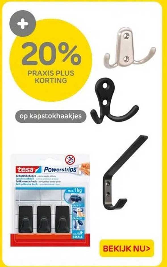 20% PRAKTIJK PLUS KORTING op kapstokhoaken