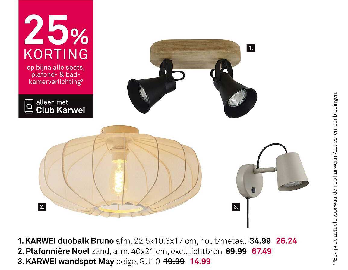 25% KORTING op bijna alle spots, plafond- & badkamerverlichting