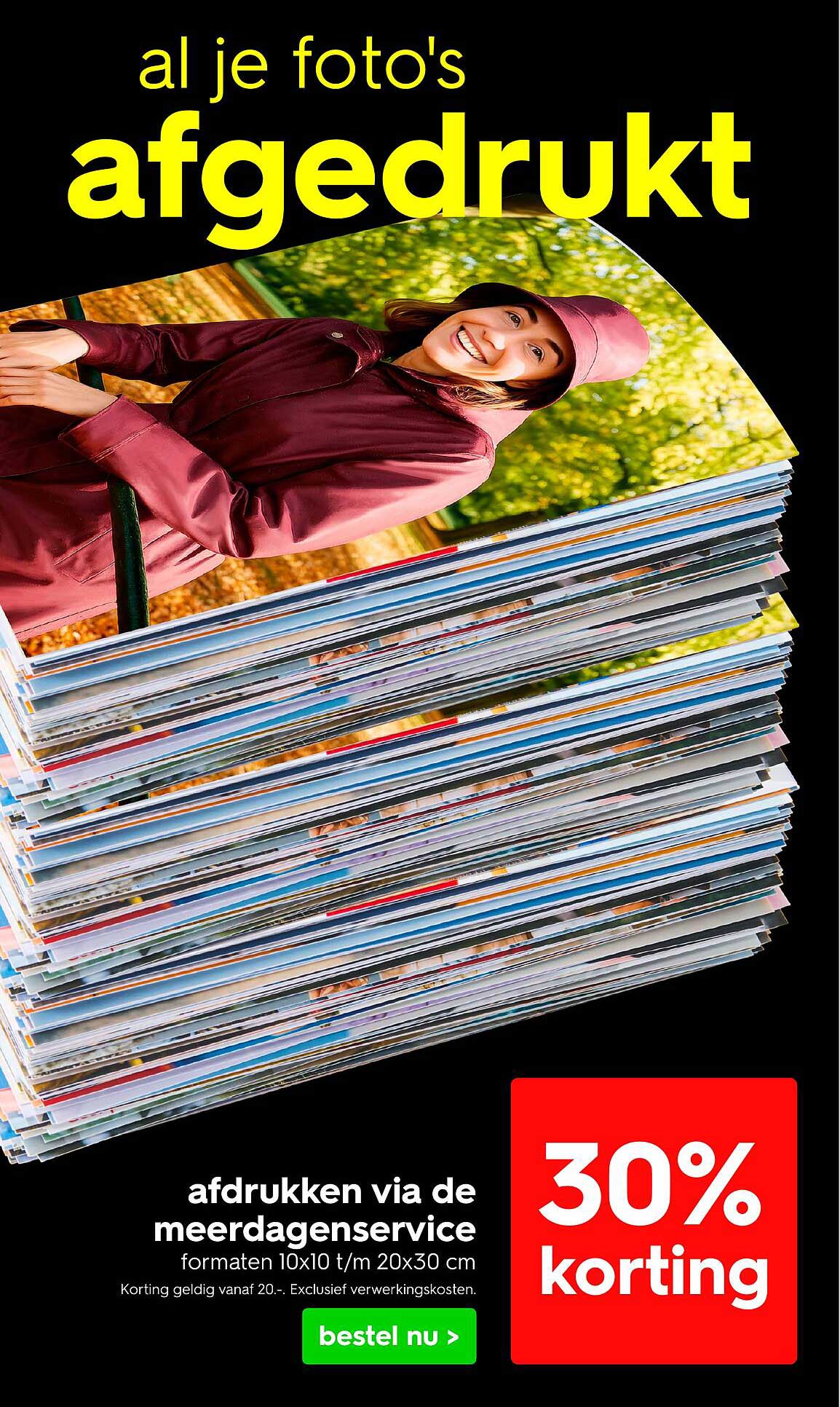 30% korting op afdrukken via de meerdaagenservice