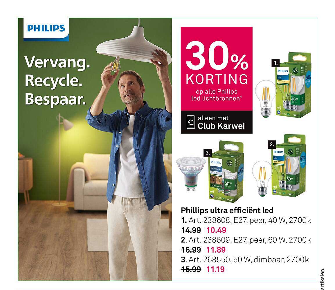 30% KORTING op alle Philips led lichtbronnen