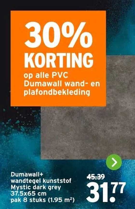 30% KORTING op alle PVC Dumawall wand- en plafondbekleding