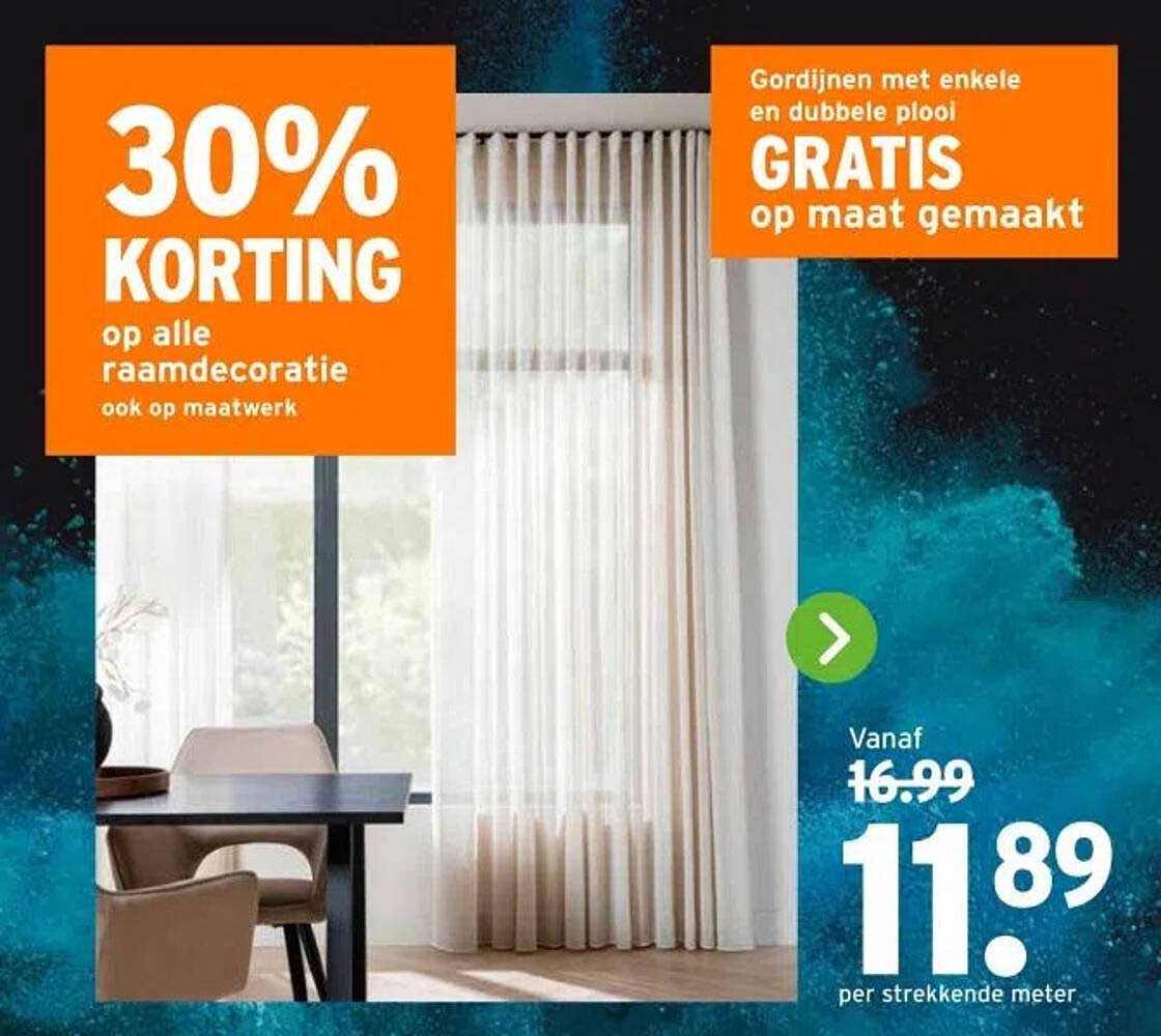 30% KORTING op alle raambekleding ook op maatwerk