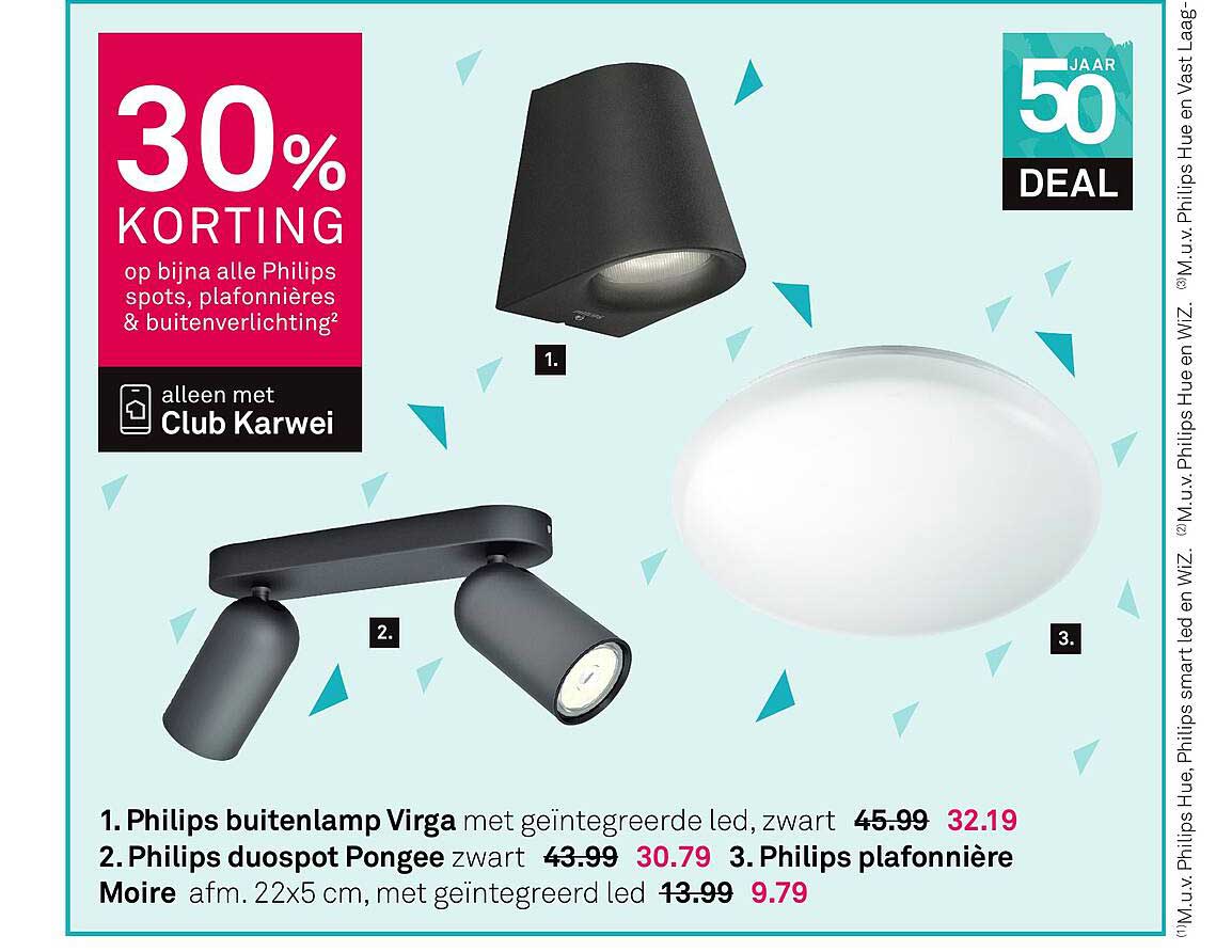 30% KORTING op bijna alle Philips spots, plafondlampen & buitenverlichting