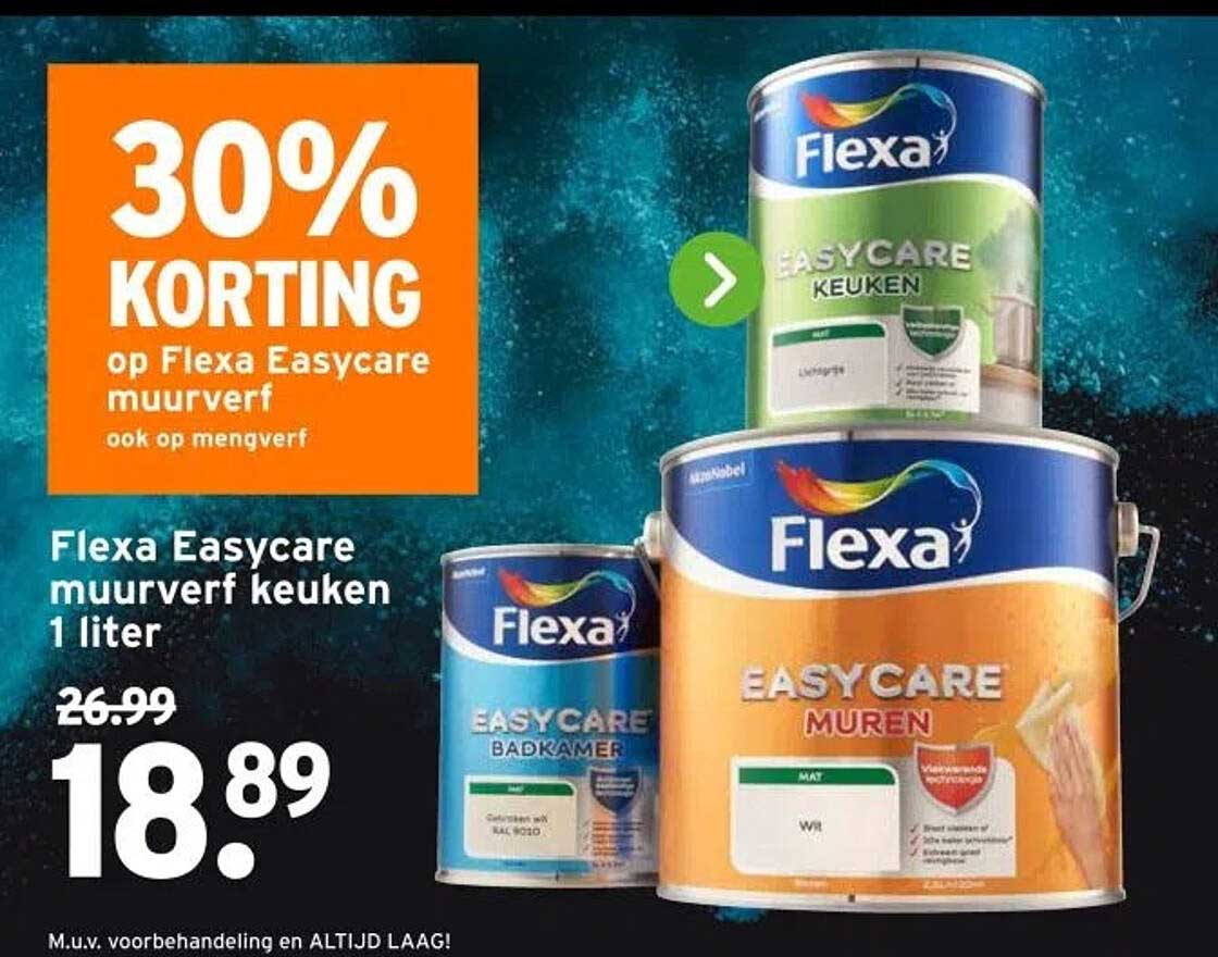 30% KORTING op Flexa Easycare muurverf