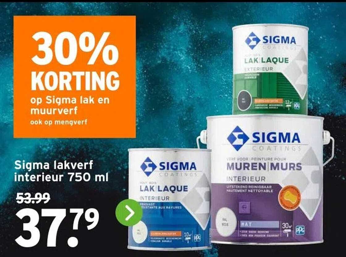 30% KORTING op Sigma lak en muurverf