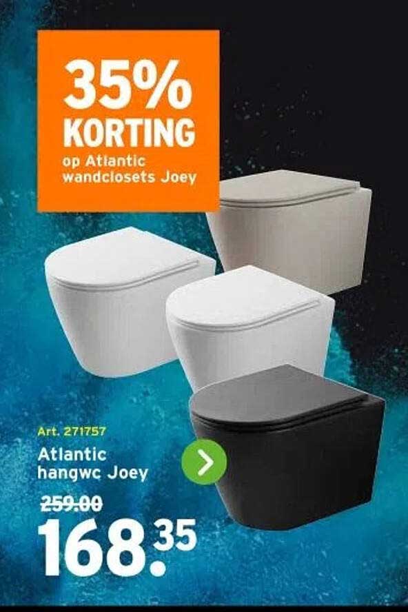 35% KORTING op Atlantic wandclosets Joey