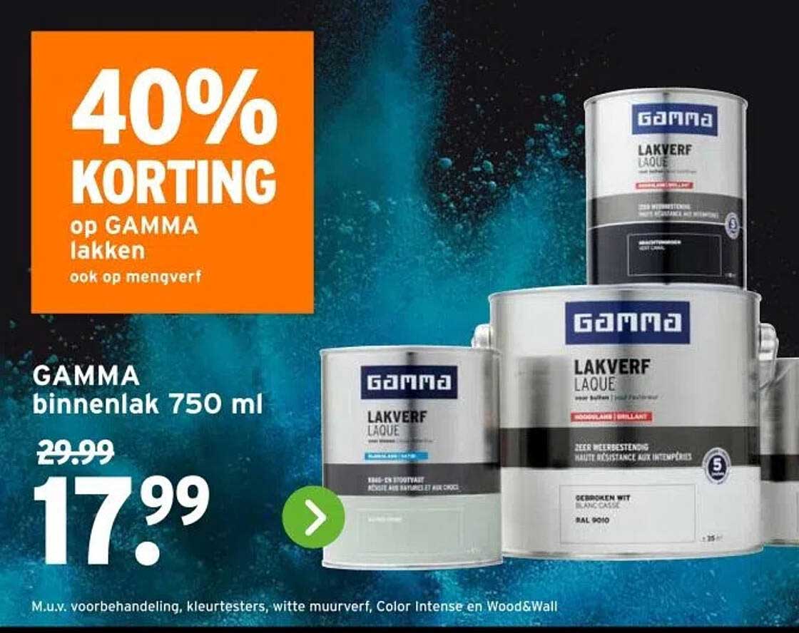 40% KORTING op GAMMA lakken