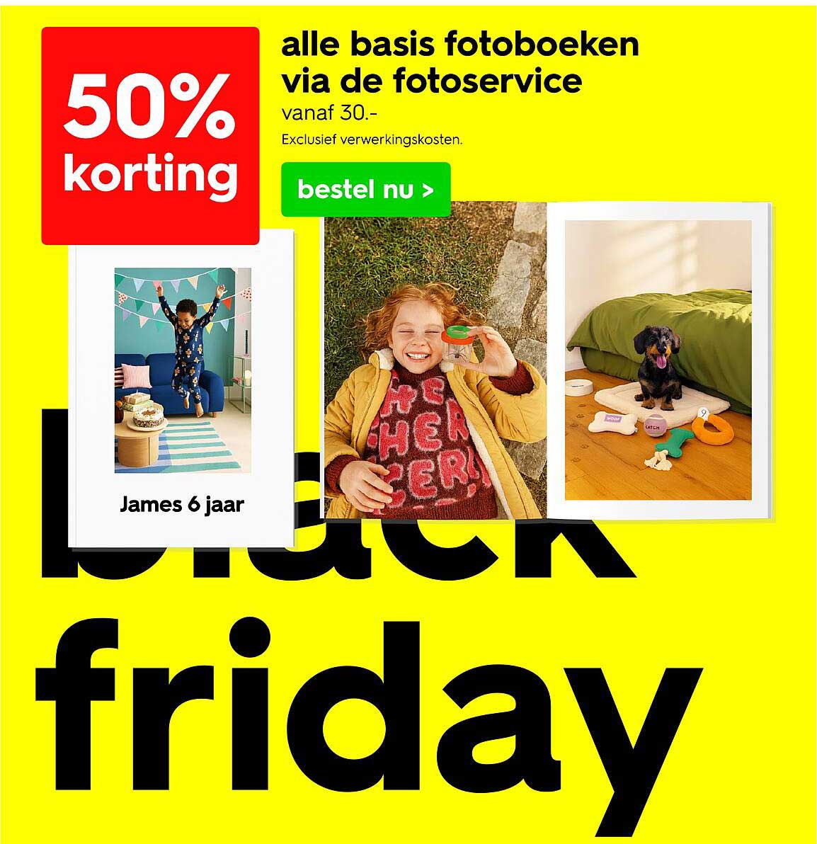 50% korting op alle basis fotoboeken via de fotoservice vanaf 30.-