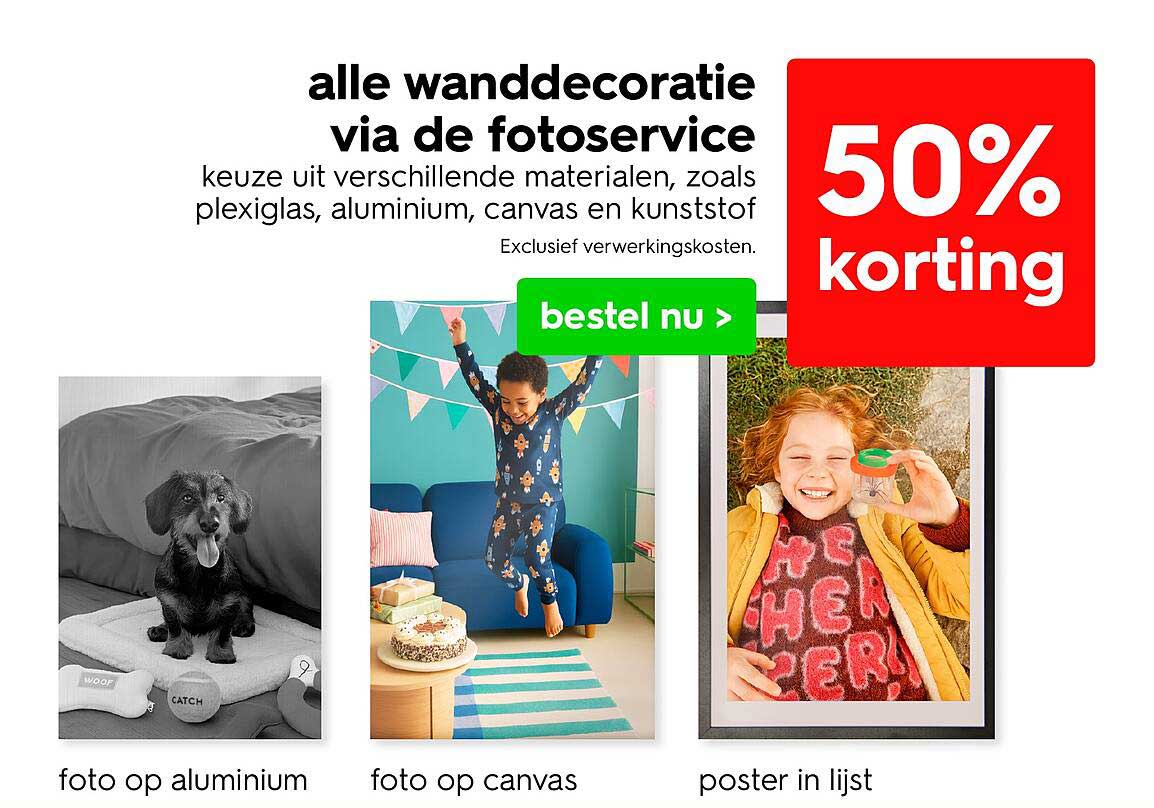 50% korting op alle wanddecoratie via de fotoservice
