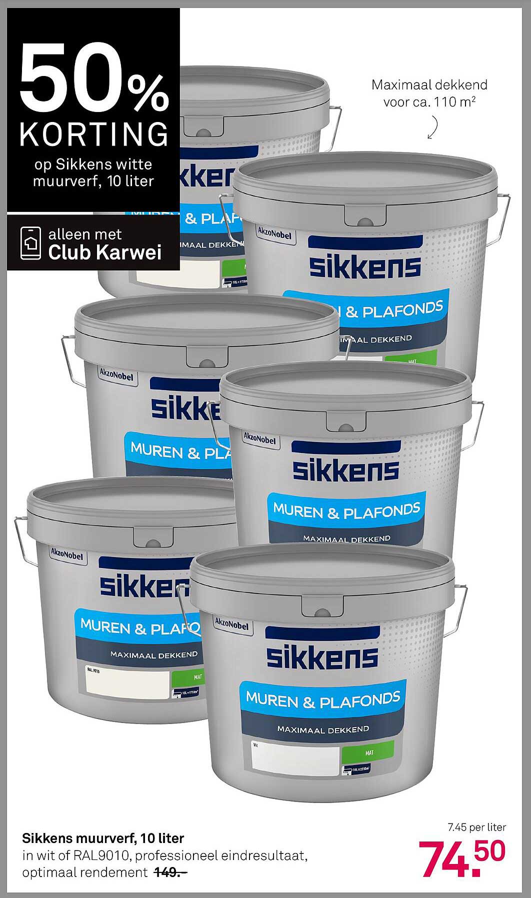 50% KORTING op Sikkens witte muurverf, 10 liter