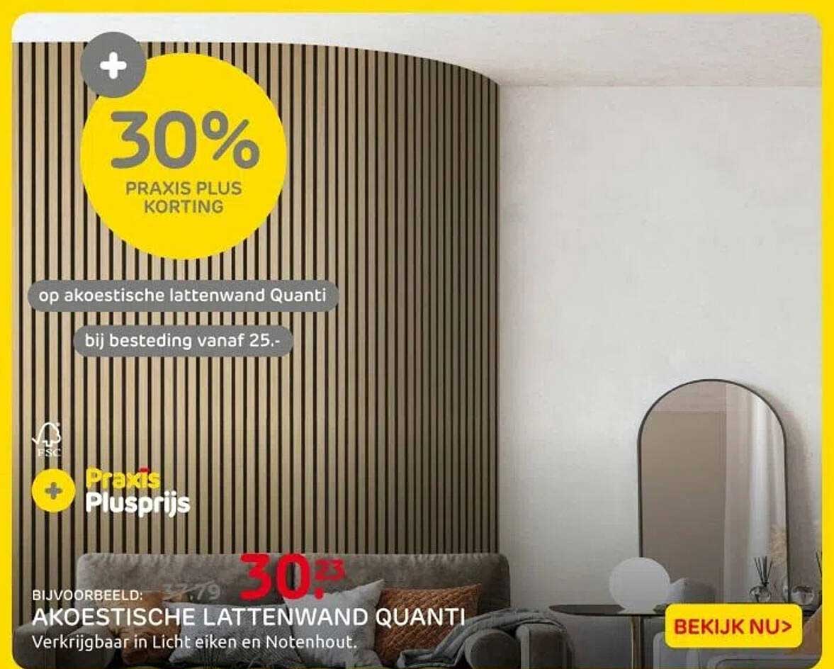 Akoestische lattenwand Quanti