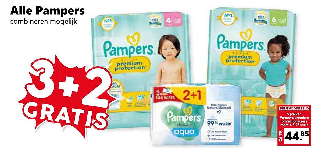 Alle Pampers 3 + 2 GRATIS