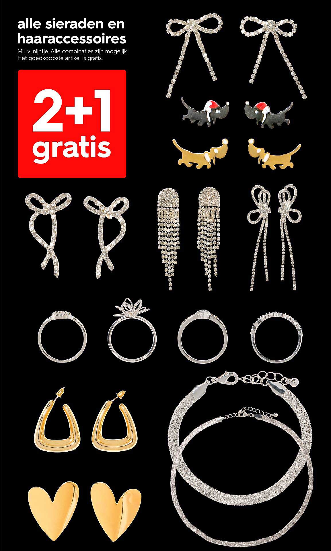alle sierraden en haaraccessoires 2+1 gratis
