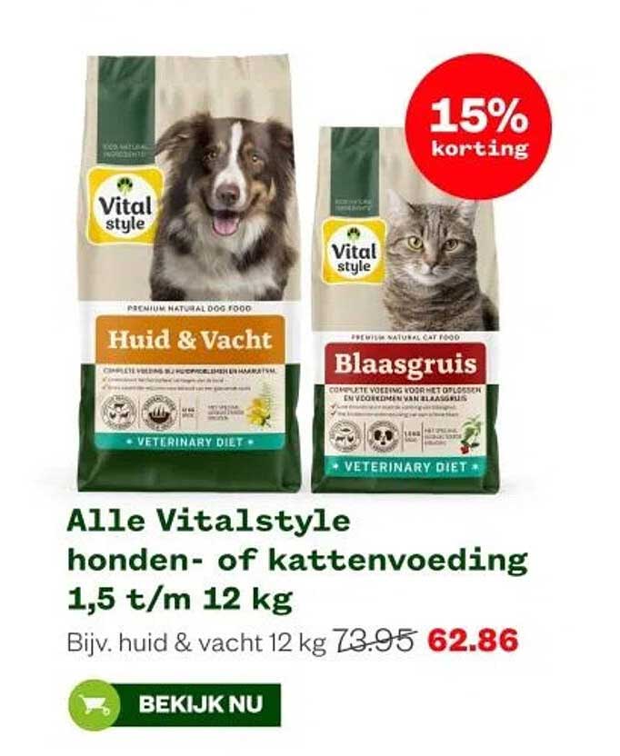 Alle Vitalstyle honden- of kattenvoeding 1,5 t/m 12 kg