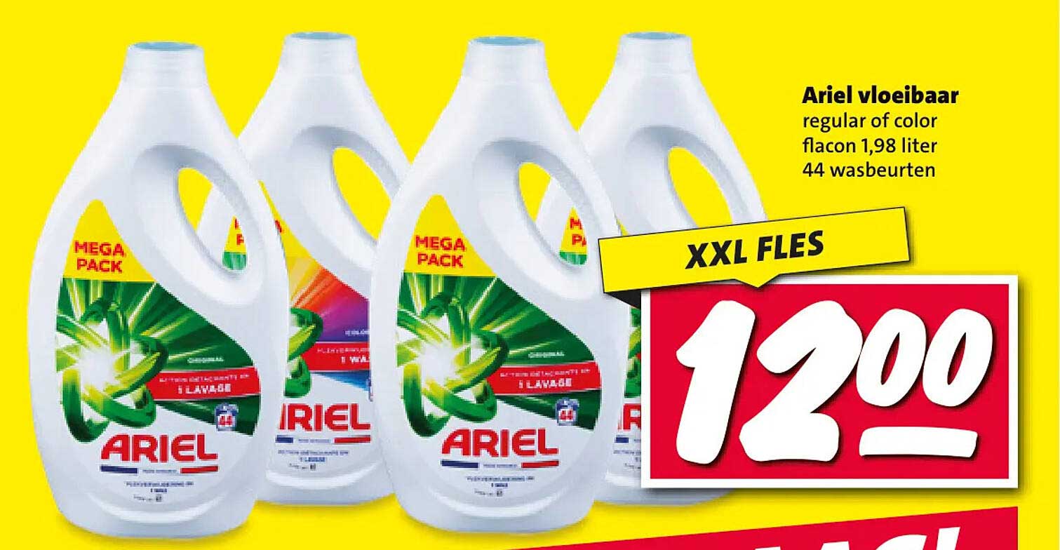 Ariel vloeibaar regular of color flacon 1,98 liter 44 wasbeurten