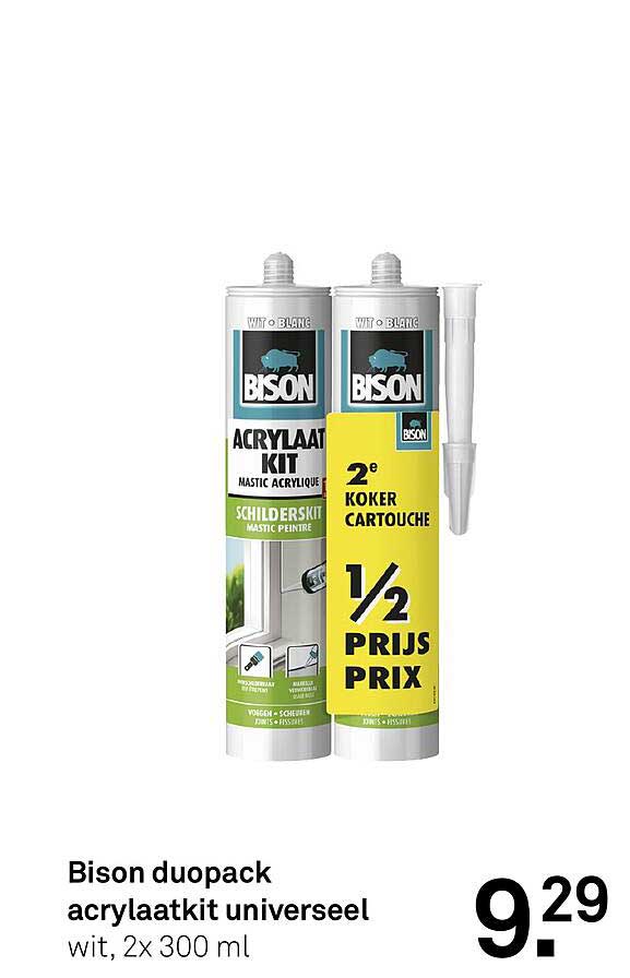 Bison duopack acrylaatkit universeel wit, 2x 300 ml