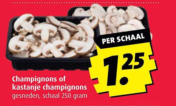 Champignons of kastanje champignons gesneden, schaal 250 gram